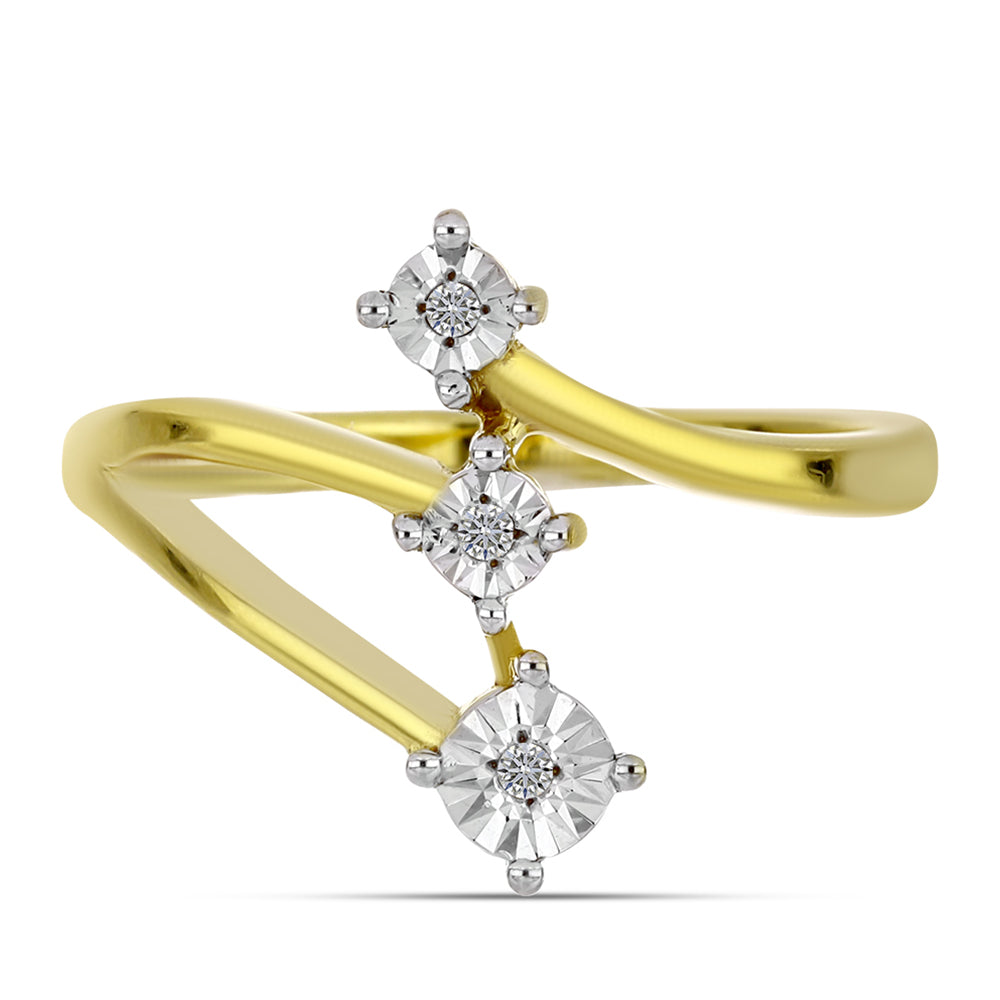 Pozlátený Strieborný Prsteň s Bielym Diamantom 1 