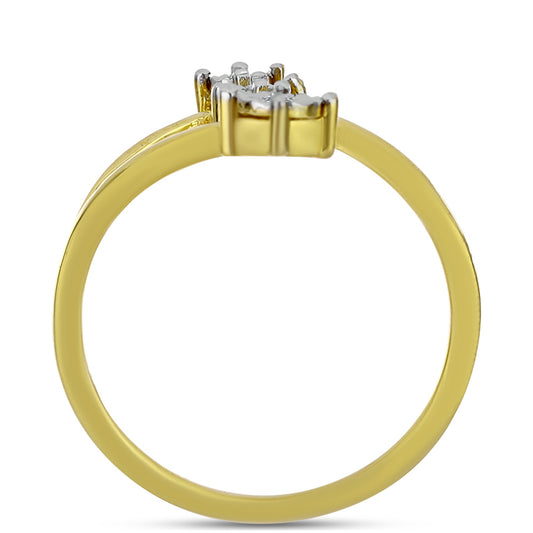 Pozlátený Strieborný Prsteň s Bielym Diamantom