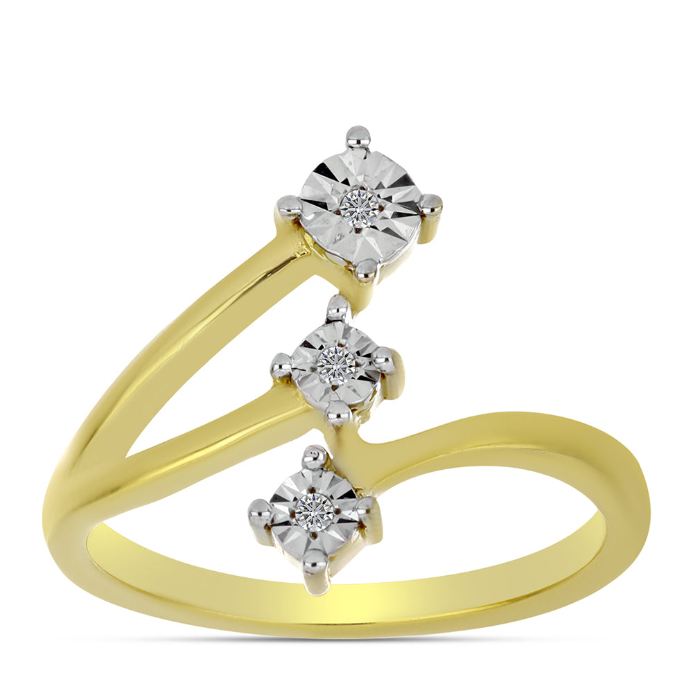 Pozlátený Strieborný Prsteň s Bielym Diamantom 3 