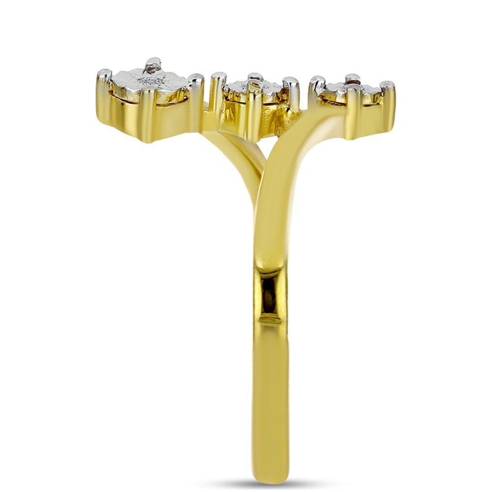 Pozlátený Strieborný Prsteň s Bielym Diamantom 4 