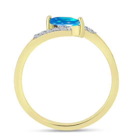 Pozlátený Strieborný Prsteň s Etiópskym Paradise Opálom a Bielym Topásom