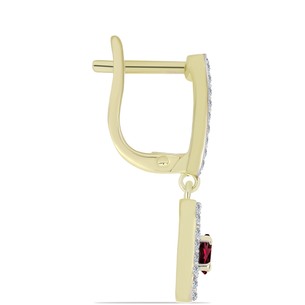 Pozlátené Strieborné Náušnice s Rhodolitovým Granátom a Bielym Topásom 2 