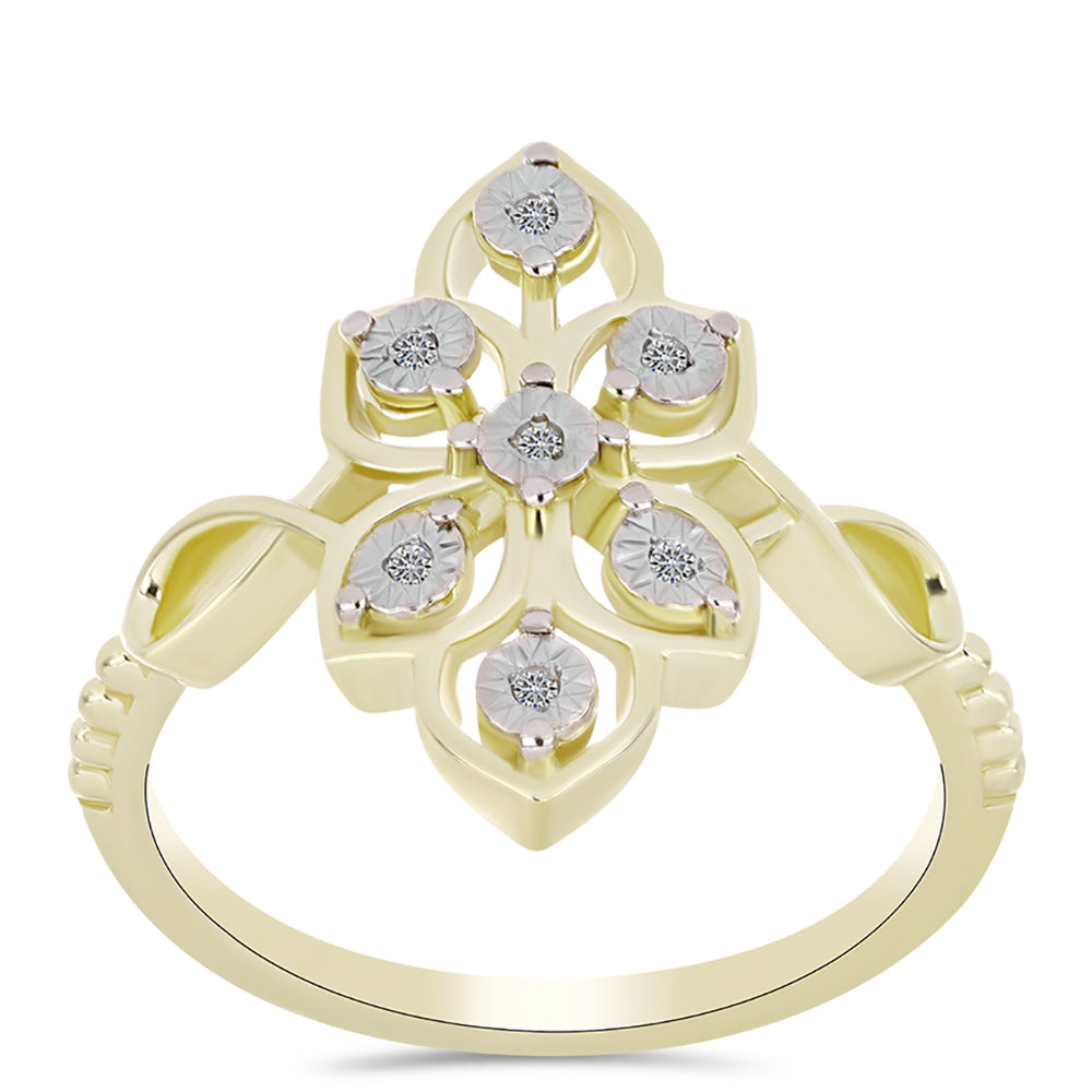 Pozlátený Strieborný Prsteň s Bielym Diamantom 3 