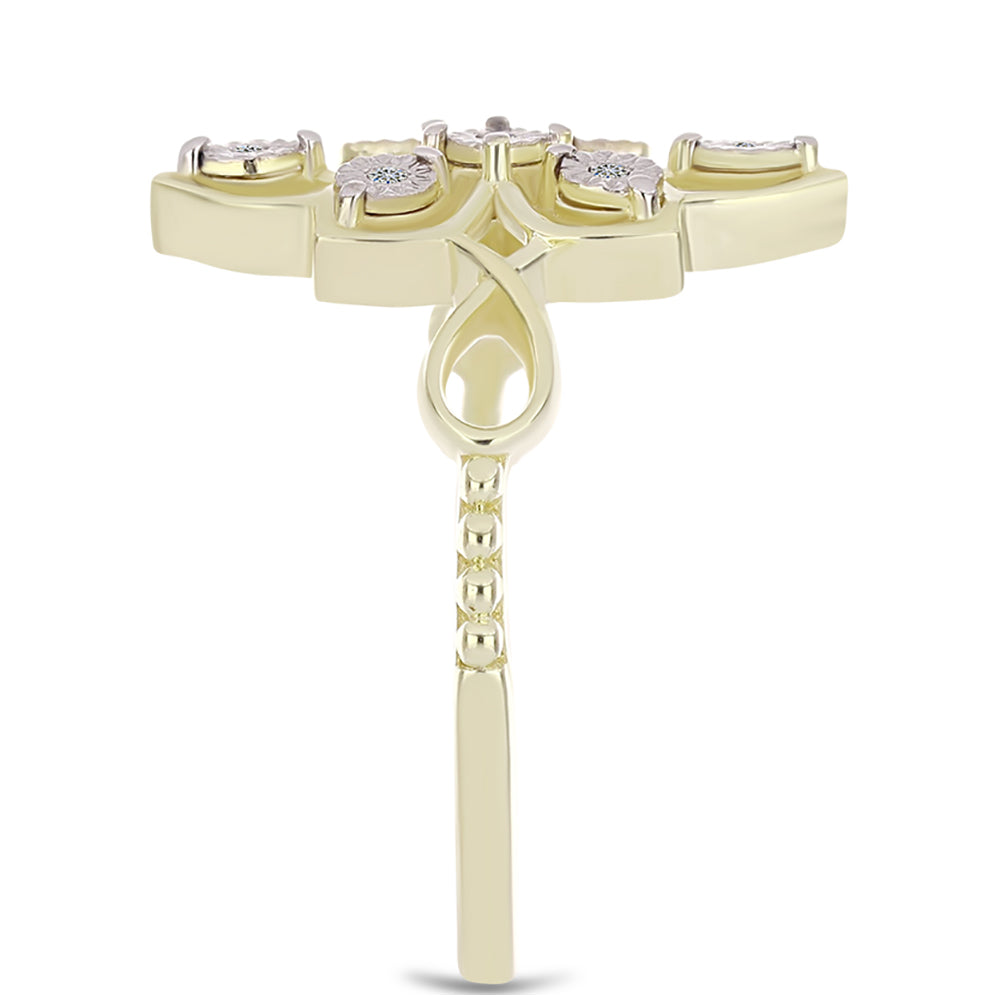 Pozlátený Strieborný Prsteň s Bielym Diamantom 4 