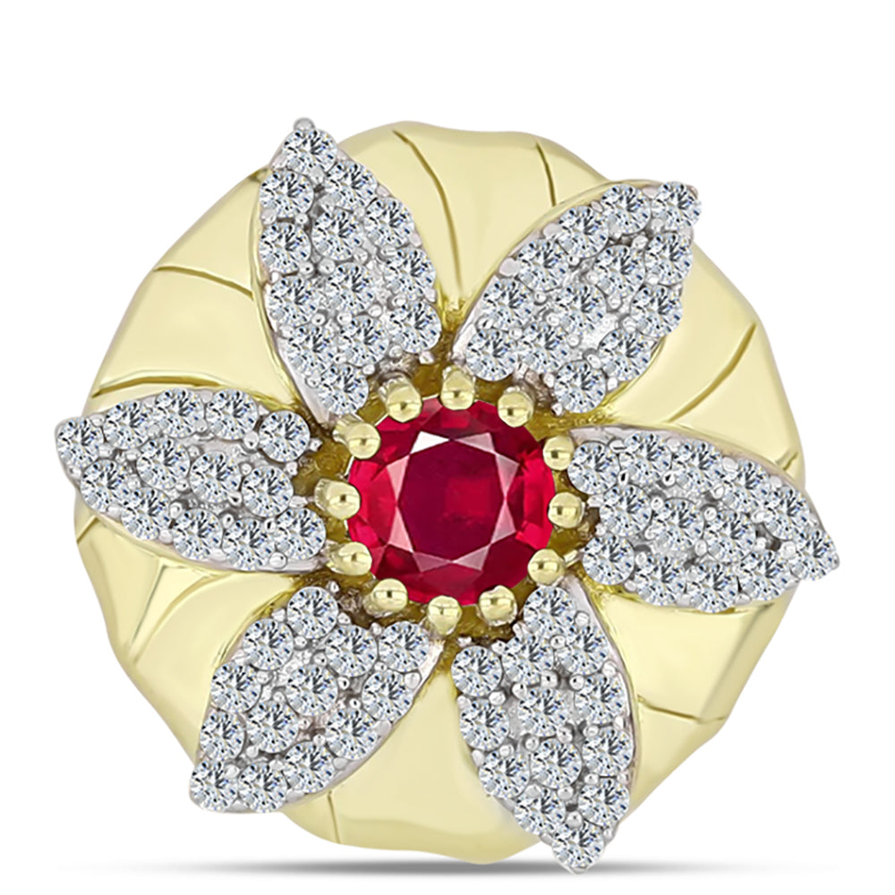 Pozlátený Strieborný Prívesok s Madagaskarským Rubínom a Bielym Topásom 1 