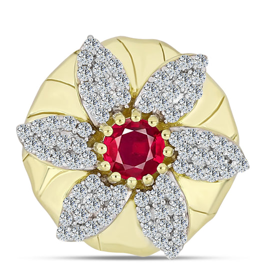 Pozlátený Strieborný Prívesok s Madagaskarským Rubínom a Bielym Topásom