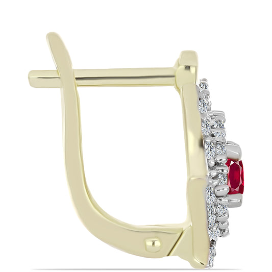 Pozlátené Strieborné Náušnice s Madagaskarským Rubínom a Bielym Topásom