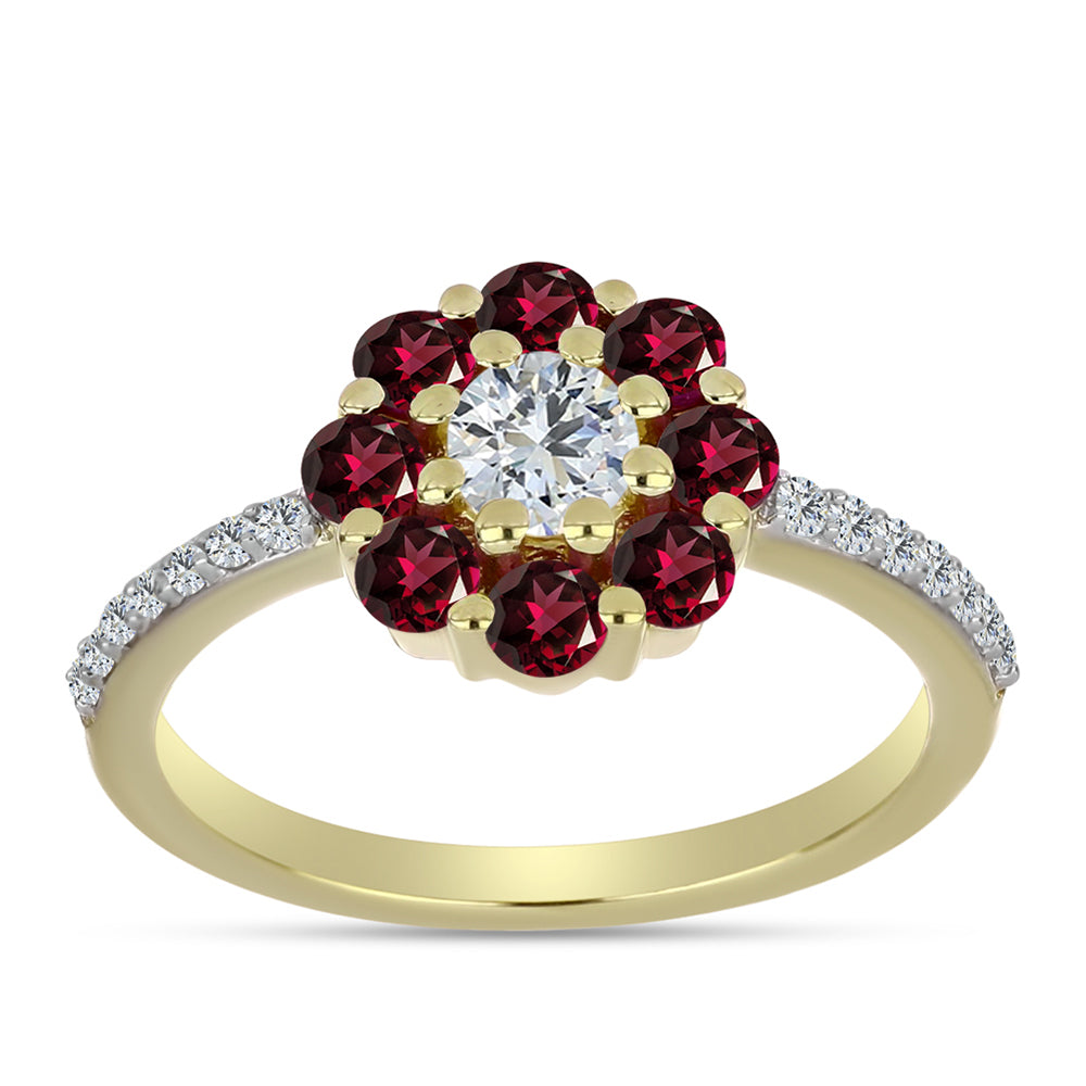 Pozlátený Strieborný Prsteň s Rhodolitovým Granátom a Bielym Topásom