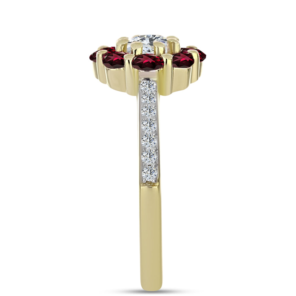 Pozlátený Strieborný Prsteň s Rhodolitovým Granátom a Bielym Topásom 4 