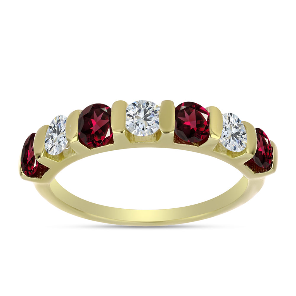 Pozlátený Strieborný Prsteň s Rhodolitovým Granátom a Bielym Topásom