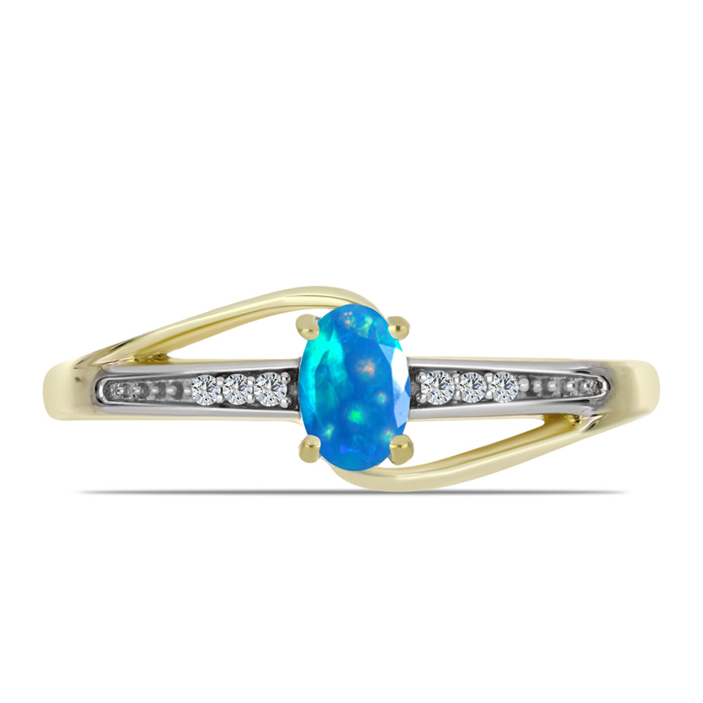 Pozlátený Strieborný Prsteň s Etiópskym Paradise Opálom a Bielym Topásom 1 