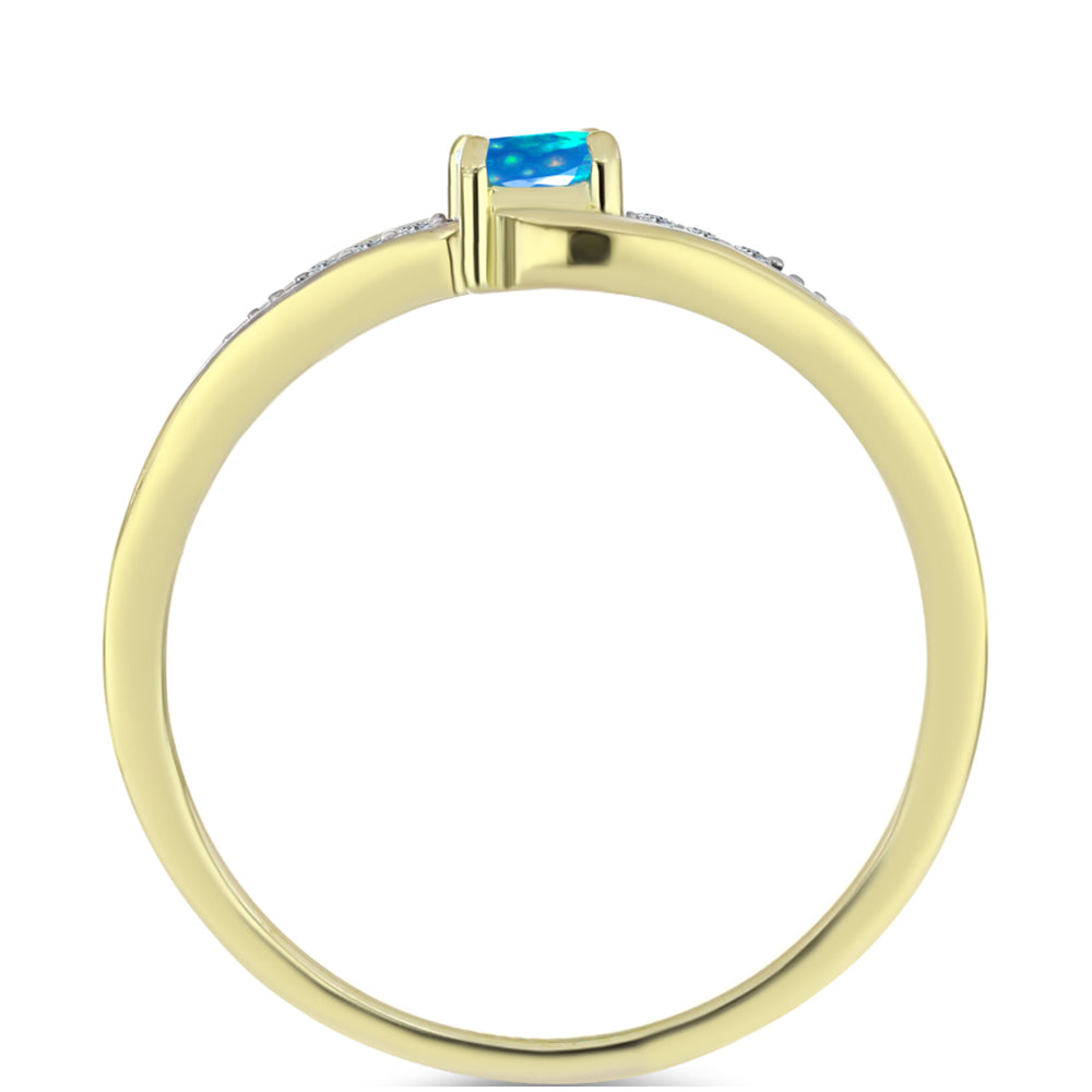 Pozlátený Strieborný Prsteň s Etiópskym Paradise Opálom a Bielym Topásom
