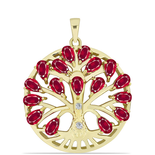 Pozlátený Strieborný Prívesok s Madagaskarským Rubínom a Bielym Topásom