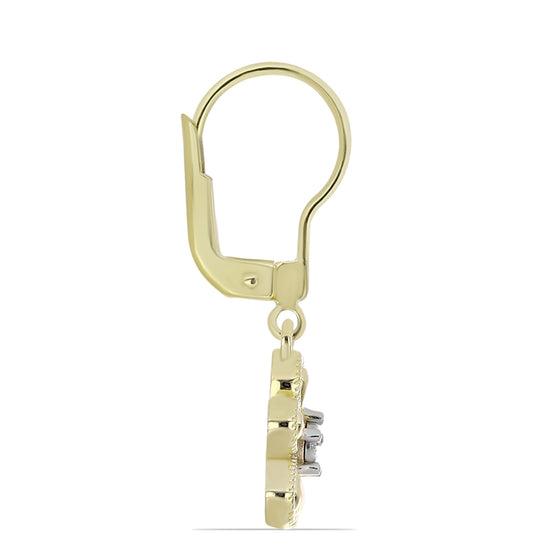 Pozlátené Strieborné Náušnice s Bielym Diamantom