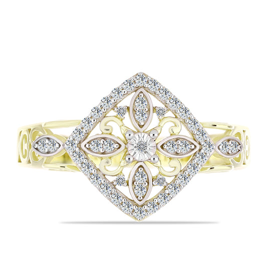 Pozlátený Strieborný Prsteň s Bielym Diamantom a Bielym Topásom