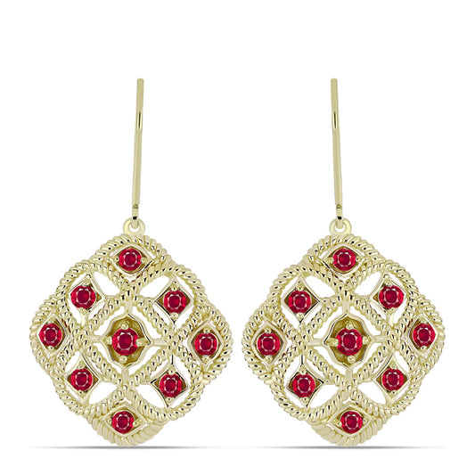 Pozlátené Strieborné Náušnice s Madagaskarským Rubínom