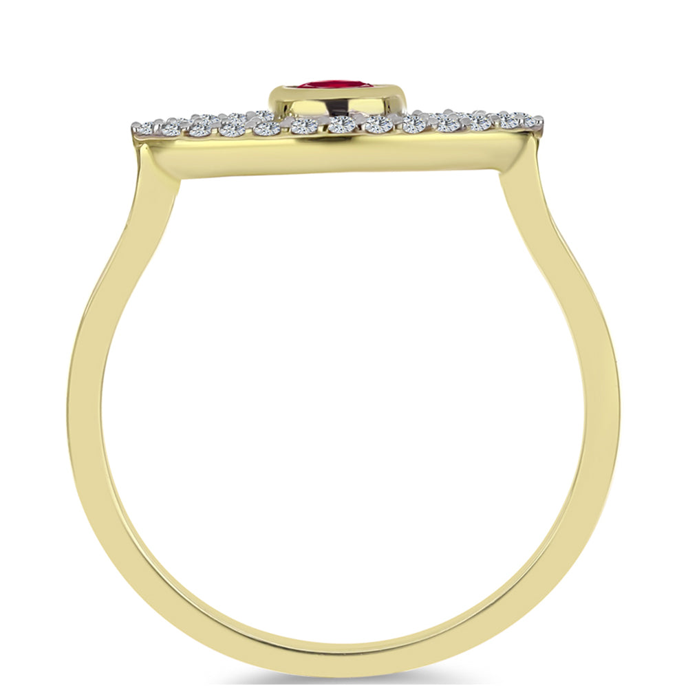 Pozlátený Strieborný Prsteň s Madagaskarským Rubínom a Bielym Topásom 2 