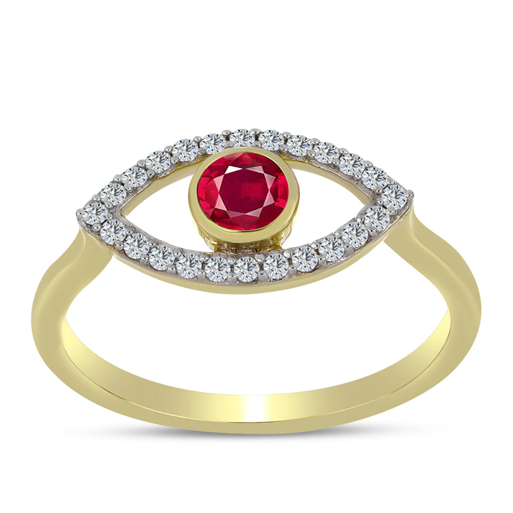 Pozlátený Strieborný Prsteň s Madagaskarským Rubínom a Bielym Topásom 3 