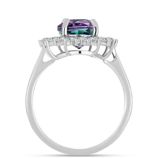 Strieborný Prsteň s so Zebra Fluoritom a Bielym Topásom