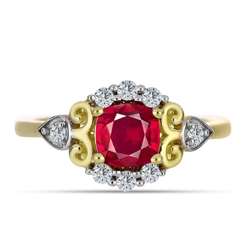 Pozlátený Strieborný Prsteň s Madagaskarským Rubínom a Bielym Topásom