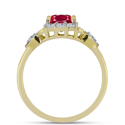 Pozlátený Strieborný Prsteň s Madagaskarským Rubínom a Bielym Topásom