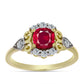Pozlátený Strieborný Prsteň s Madagaskarským Rubínom a Bielym Topásom