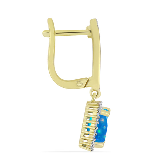 Pozlátené Strieborné Náušnice s Etiópskym Paradise Opálom a Bielym Topásom