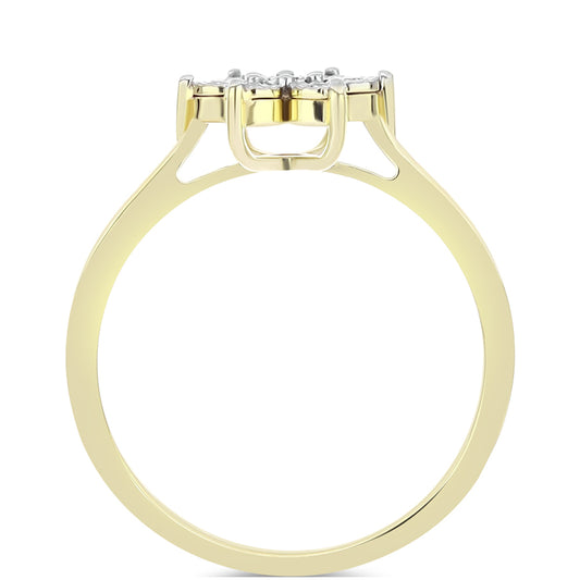 Pozlátený Strieborný Prsteň s Bielym Diamantom