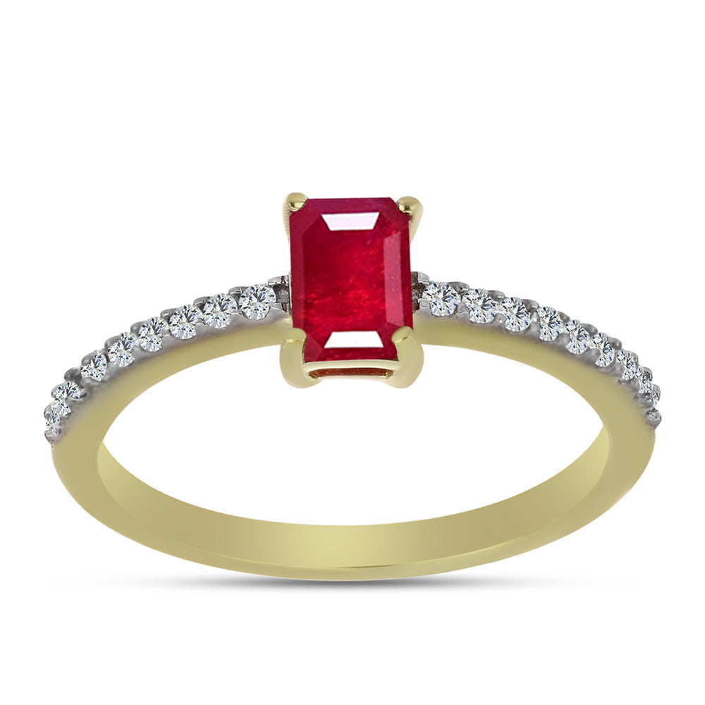 Pozlátený Strieborný Prsteň s Madagaskarským Rubínom a Bielym Topásom