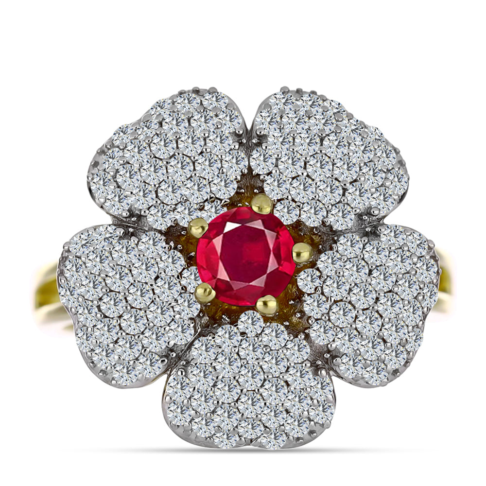 Pozlátený Strieborný Prsteň s Madagaskarským Rubínom a Bielym Topásom 1 