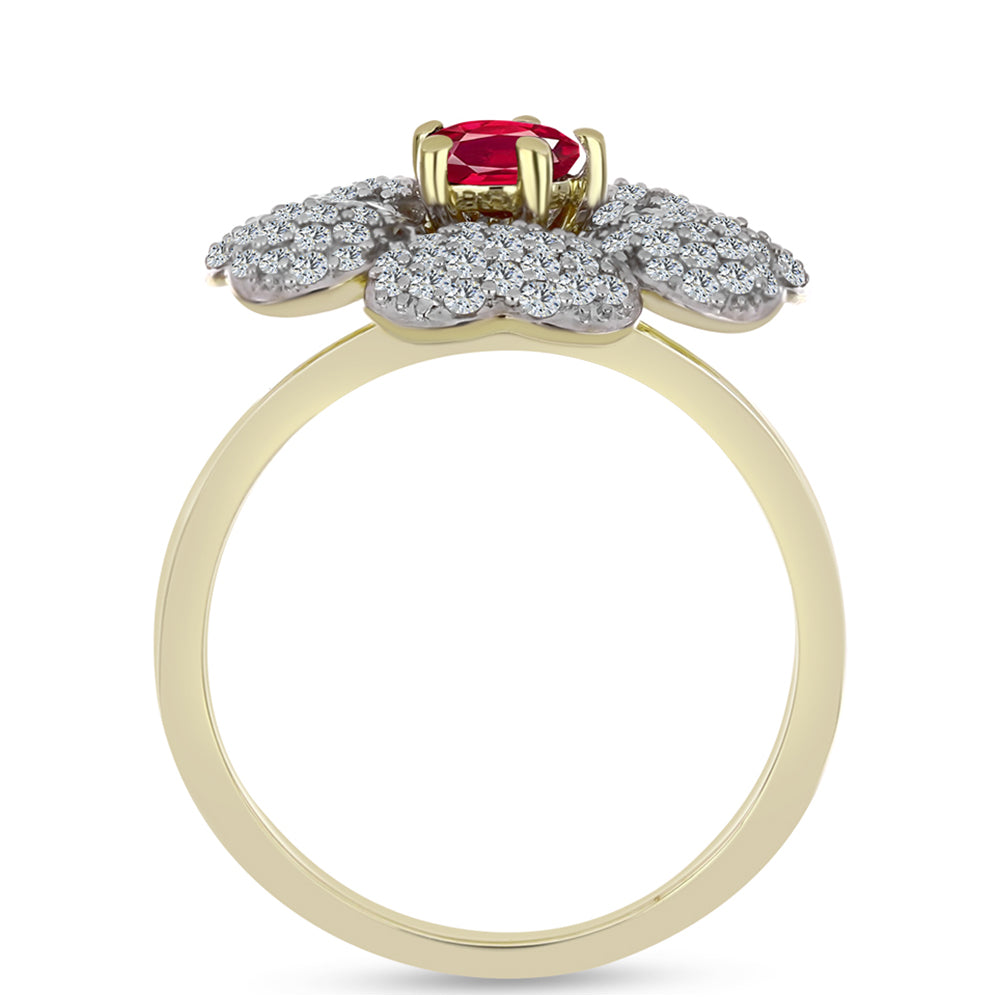 Pozlátený Strieborný Prsteň s Madagaskarským Rubínom a Bielym Topásom