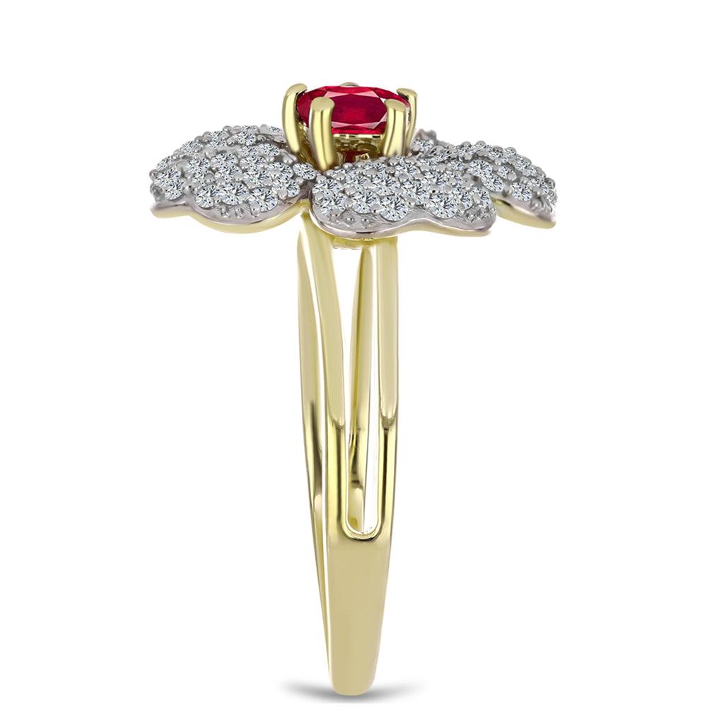 Pozlátený Strieborný Prsteň s Madagaskarským Rubínom a Bielym Topásom