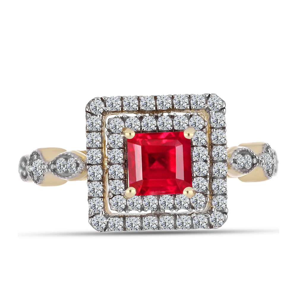 Pozlátený Strieborný Prsteň s Červeným Achátom a Bielym Topásom 1 