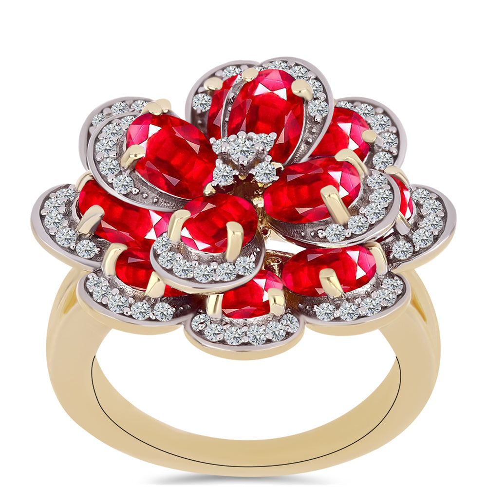 Pozlátený Strieborný Prsteň s Červeným Achátom a Bielym Topásom