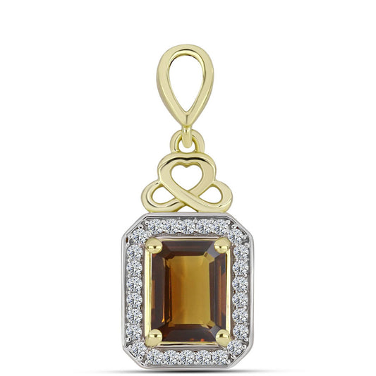 Pozlátený Strieborný Prívesok s Koňakovým Kremeňom a Bielym Topásom