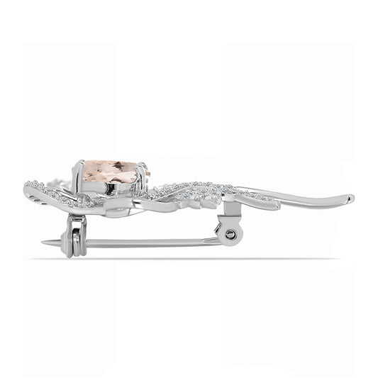 Strieborný Brošňa s Gozareh Morganitom a Bielym Topásom