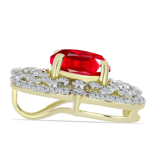 Pozlátený Strieborný Prívesok s Červeným Achátom a Bielym Topásom