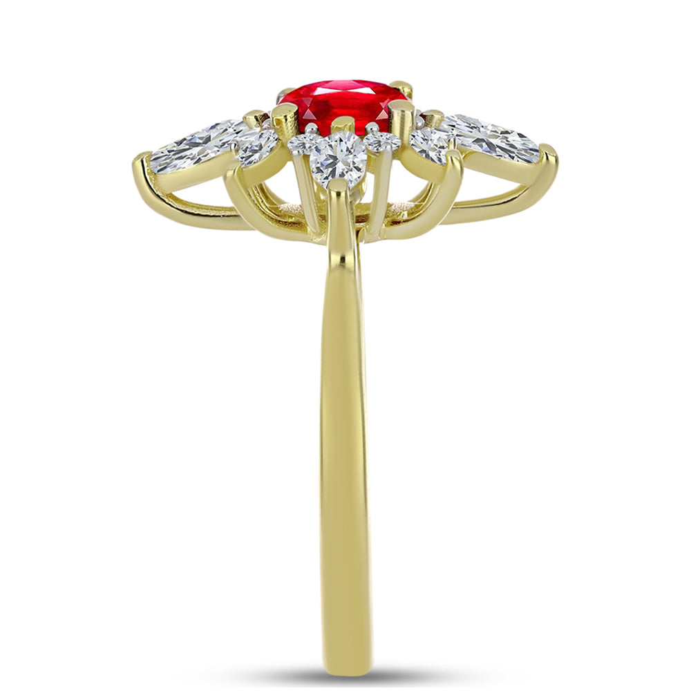 Pozlátený Strieborný Prsteň s Červeným Achátom a Bielym Topásom 4 