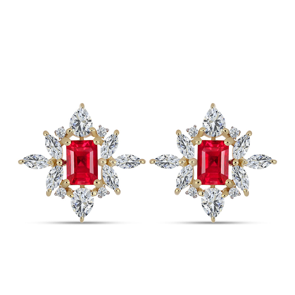 Pozlátené Strieborné Náušnice s Červeným Achátom a Bielym Topásom