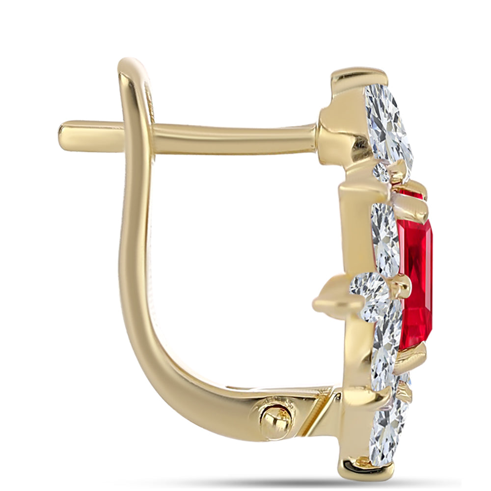 Pozlátené Strieborné Náušnice s Červeným Achátom a Bielym Topásom 2 