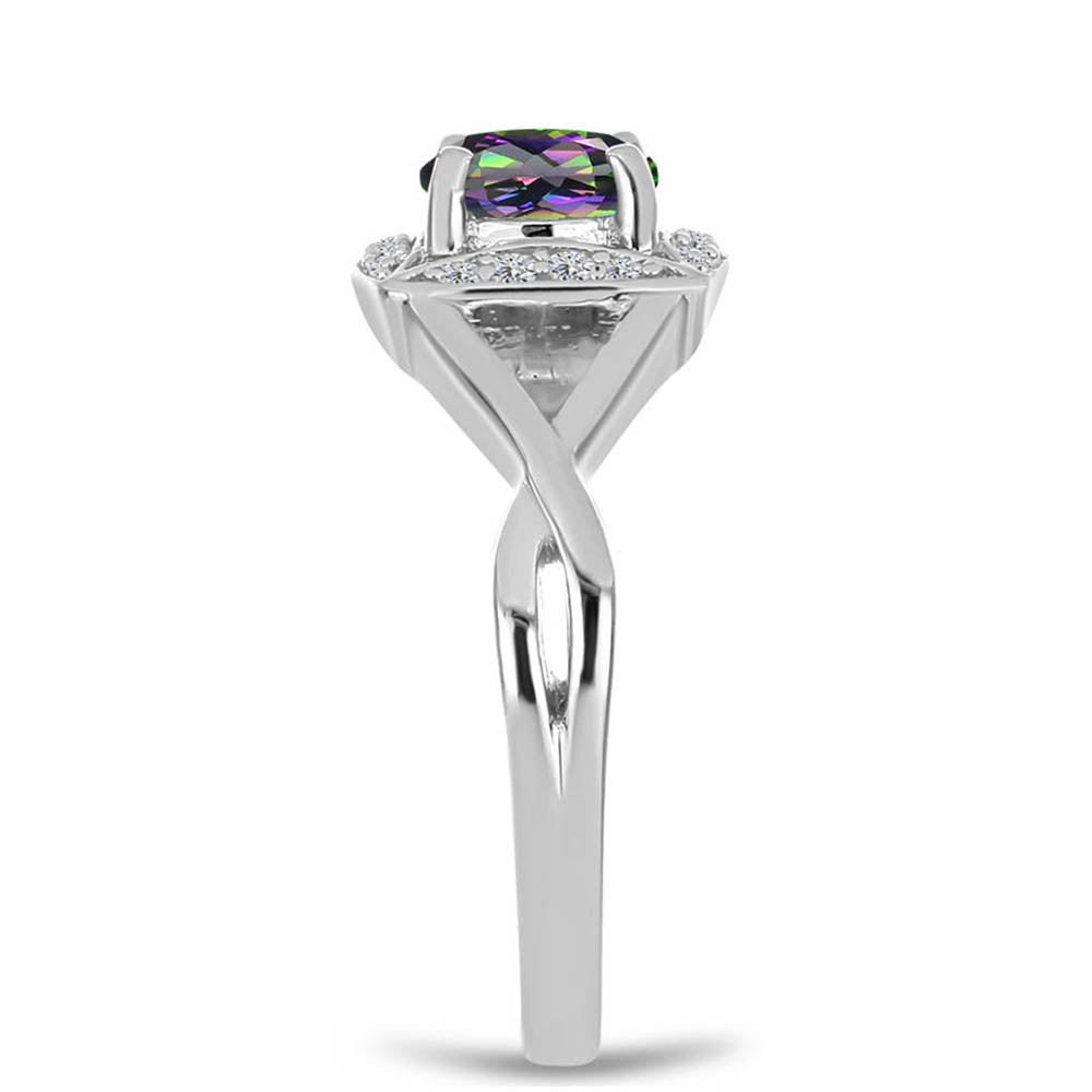 Strieborný Prsteň s Brazílskym Mysticky Zeleným Kremeňom a Bielym Topásom 4 