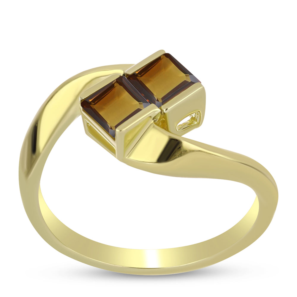 Pozlátený Strieborný Prsteň s Koňakovým Kremeňom