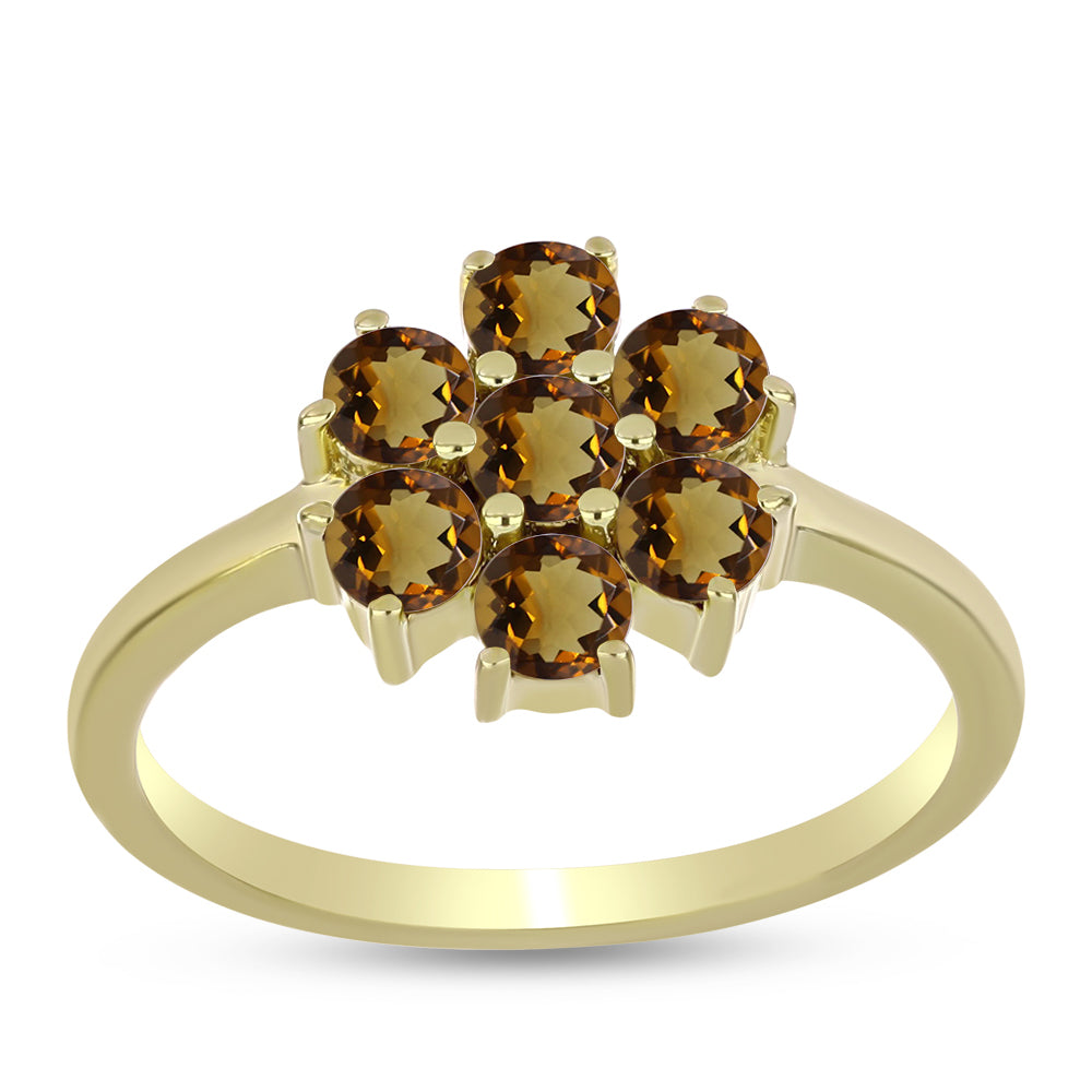 Pozlátený Strieborný Prsteň s Koňakovým Kremeňom 3 