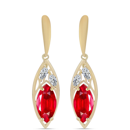 Pozlátené Strieborné Náušnice s Červeným Achátom a Bielym Topásom