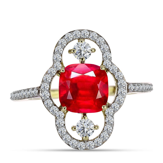 Pozlátený Strieborný Prsteň s Červeným Achátom a Bielym Topásom