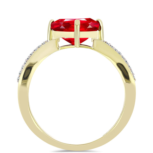 Pozlátený Strieborný Prsteň s Červeným Achátom a Bielym Topásom