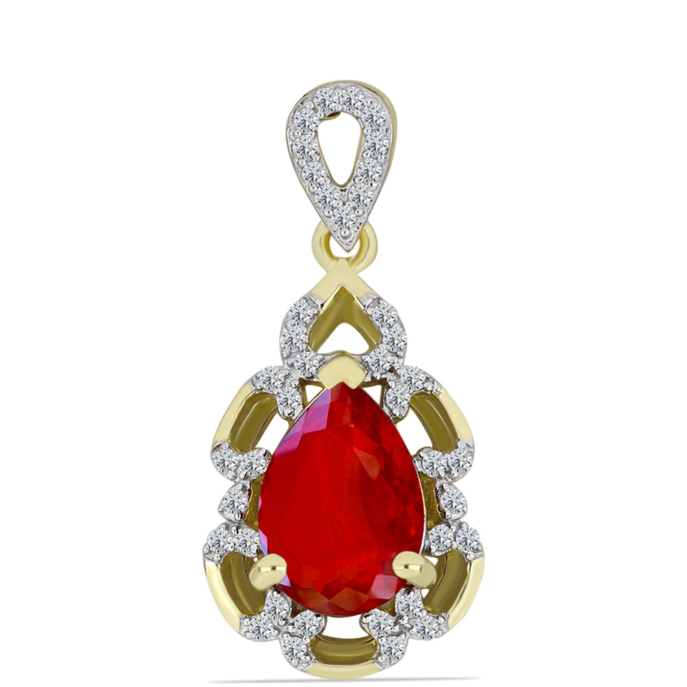 Pozlátený Strieborný Prívesok s Červeným Achátom a Bielym Topásom 1 