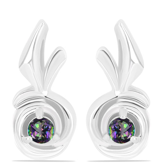 Strieborné Náušnice s Brazílskym Mysticky Zeleným Kremeňom