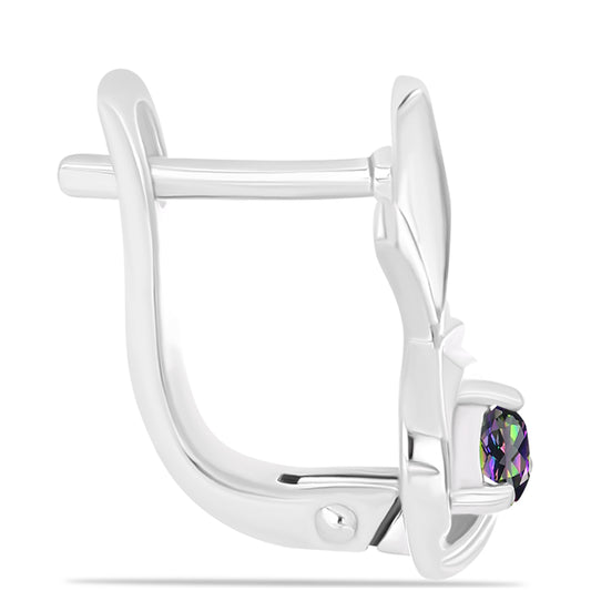 Strieborné Náušnice s Brazílskym Mysticky Zeleným Kremeňom