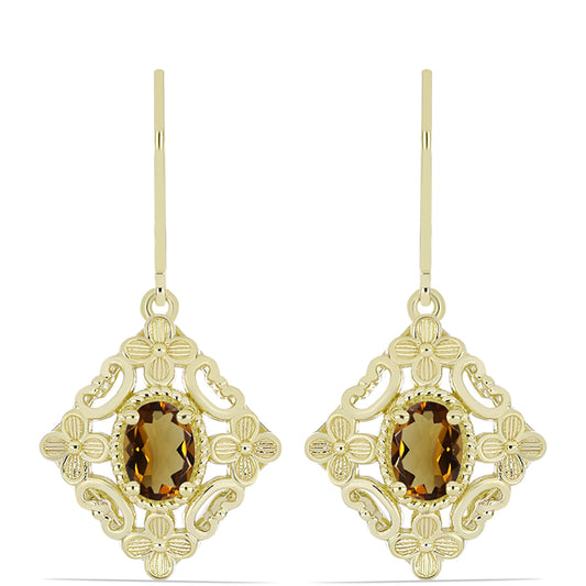 Pozlátené Strieborné Náušnice s Koňakovým Kremeňom